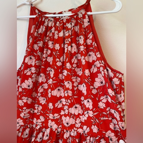 Eliza J high-low Red open Shoulder floral maxi dress Size 14 - Picture 3 of 10